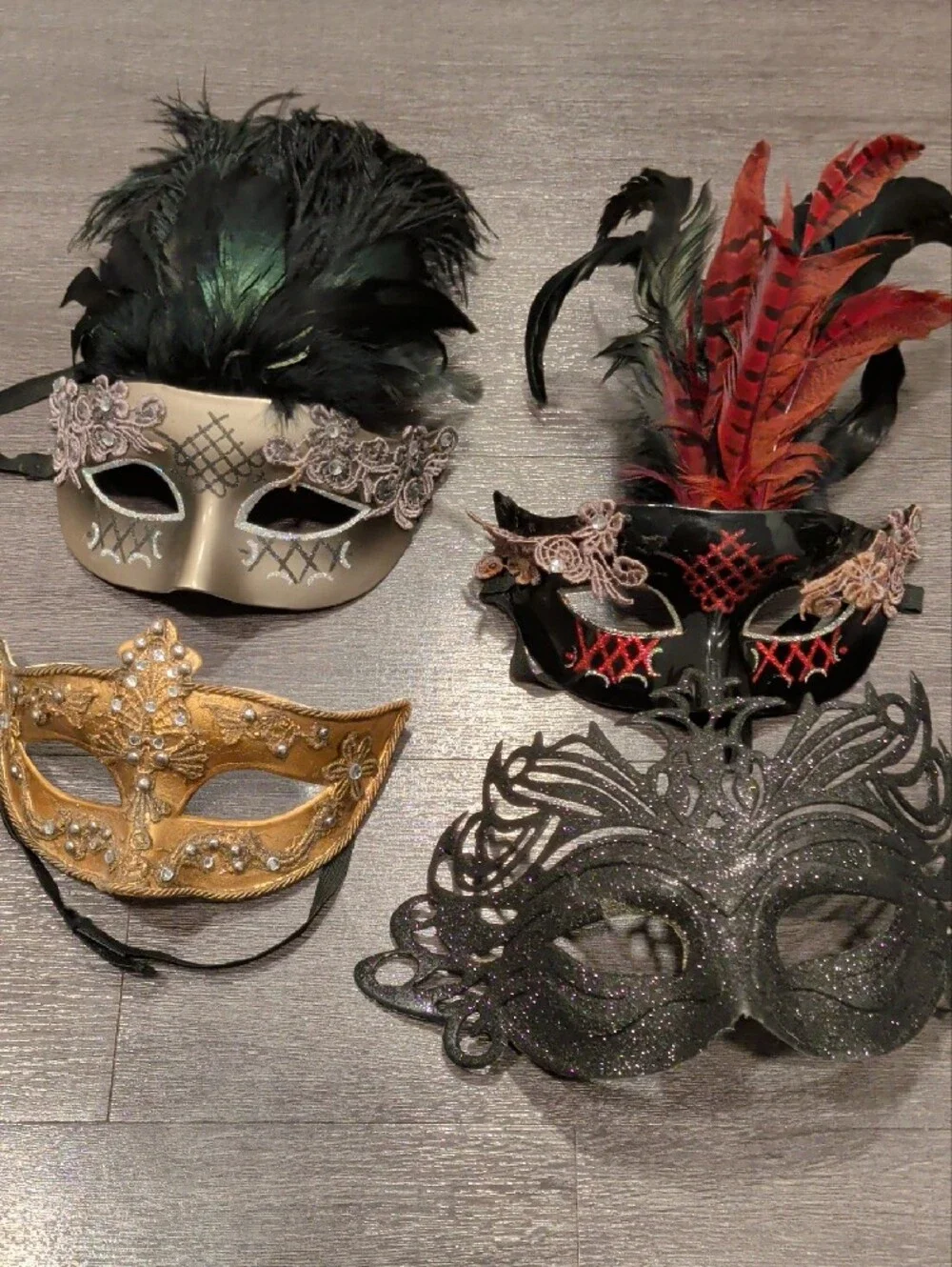 Elegant Masquerade Ball Halloween Masks Feathers Lace Rhinestones Costume Lot 4
