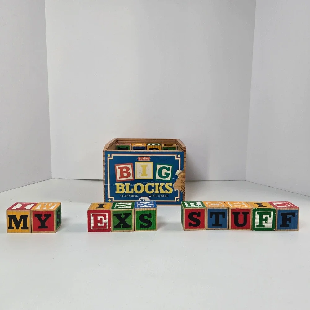 Schylling Big Blocks 48 Piece Wooden Alphabet Set Vintage Toy Kids Baby vtg
