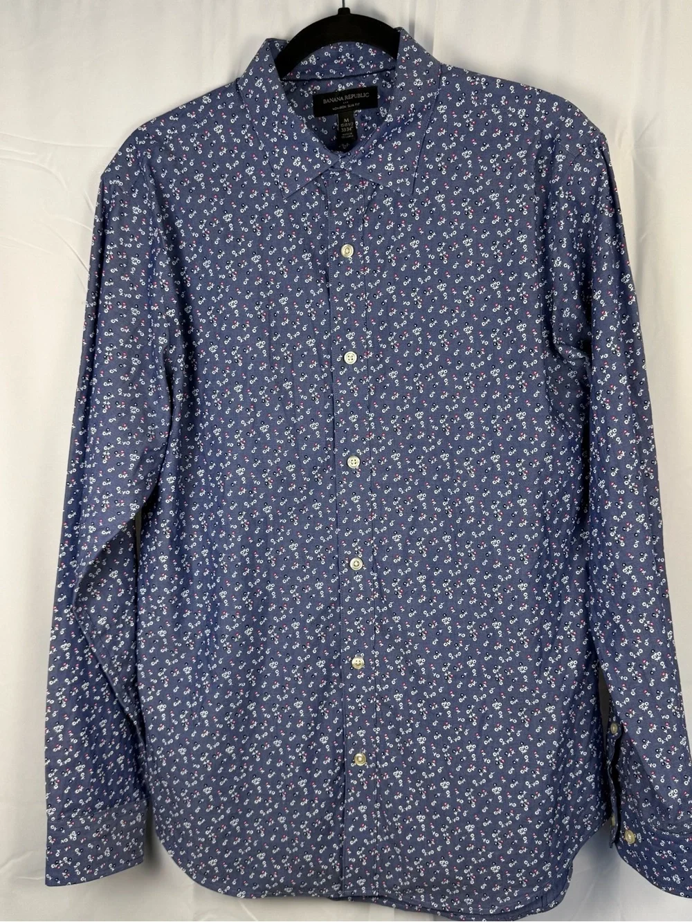 Banana Republic Non-Iron Slim Fit Floral Print Dress Shirt Medium 15-15.5