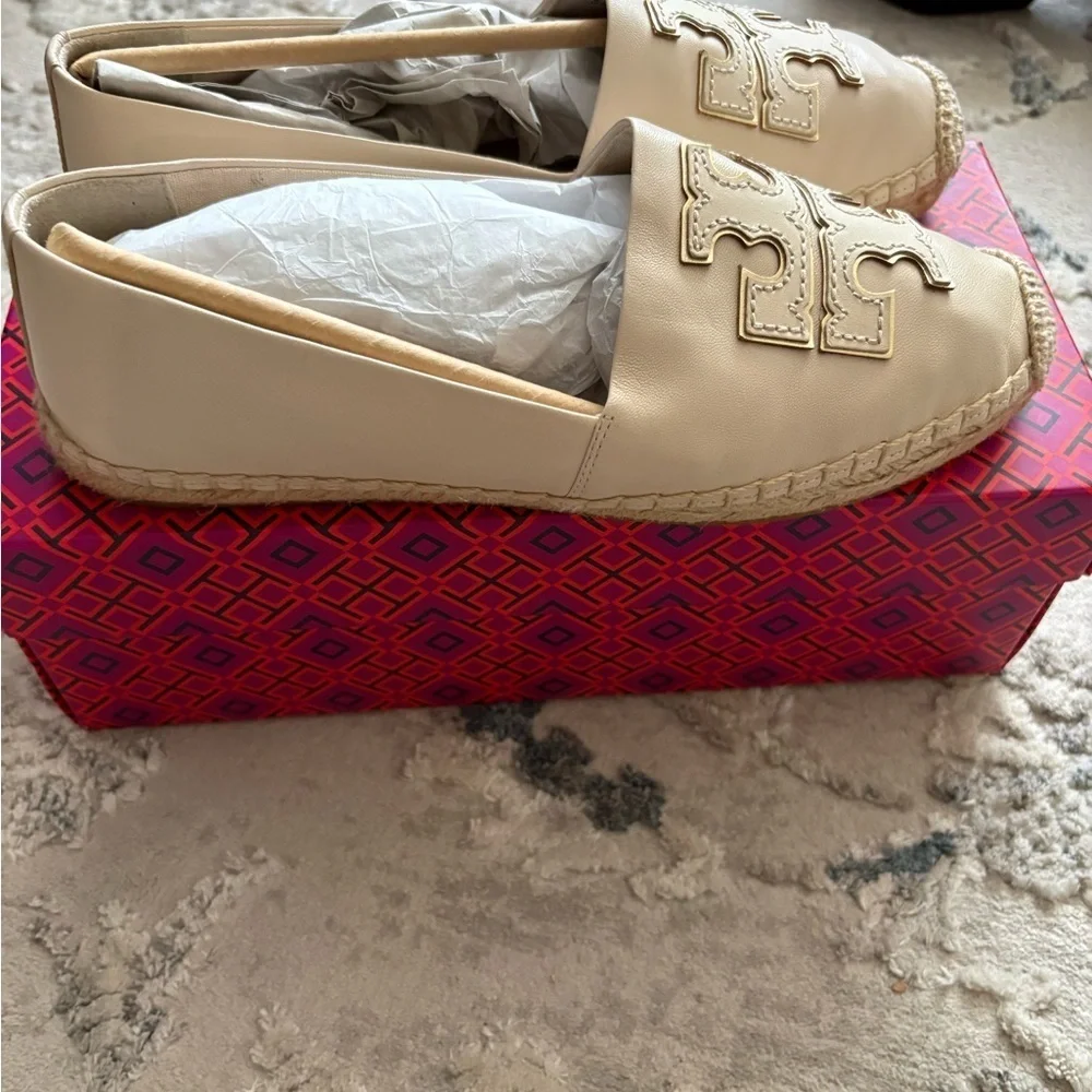 Tory Burch Cream Espadrille Loafers