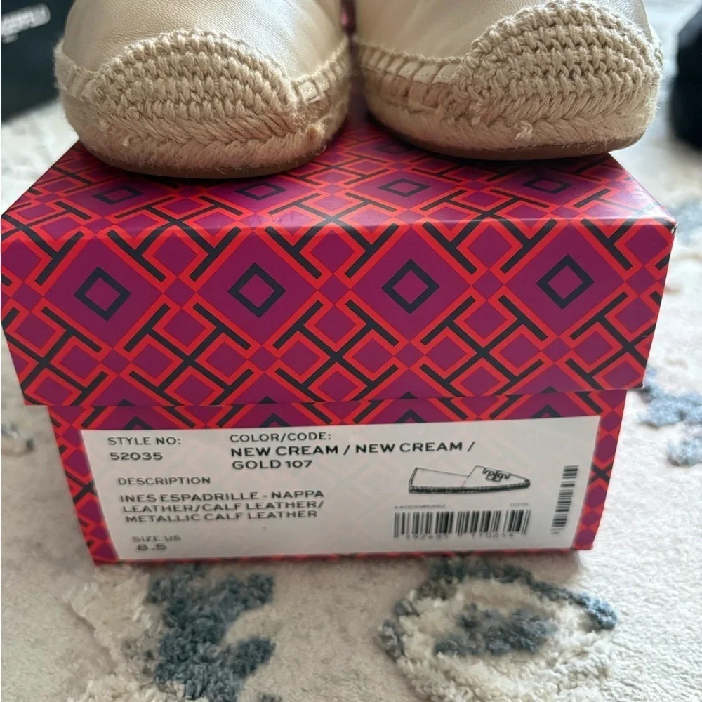 Tory Burch Cream Espadrille Loafers