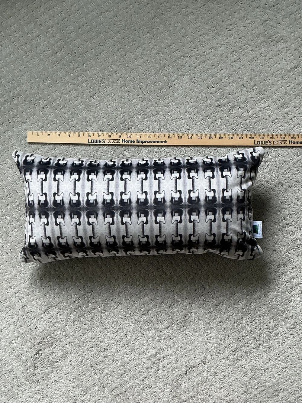 Black & white Gray telecaster guitar Patterned Rectangular 10x24 Throw Pillow