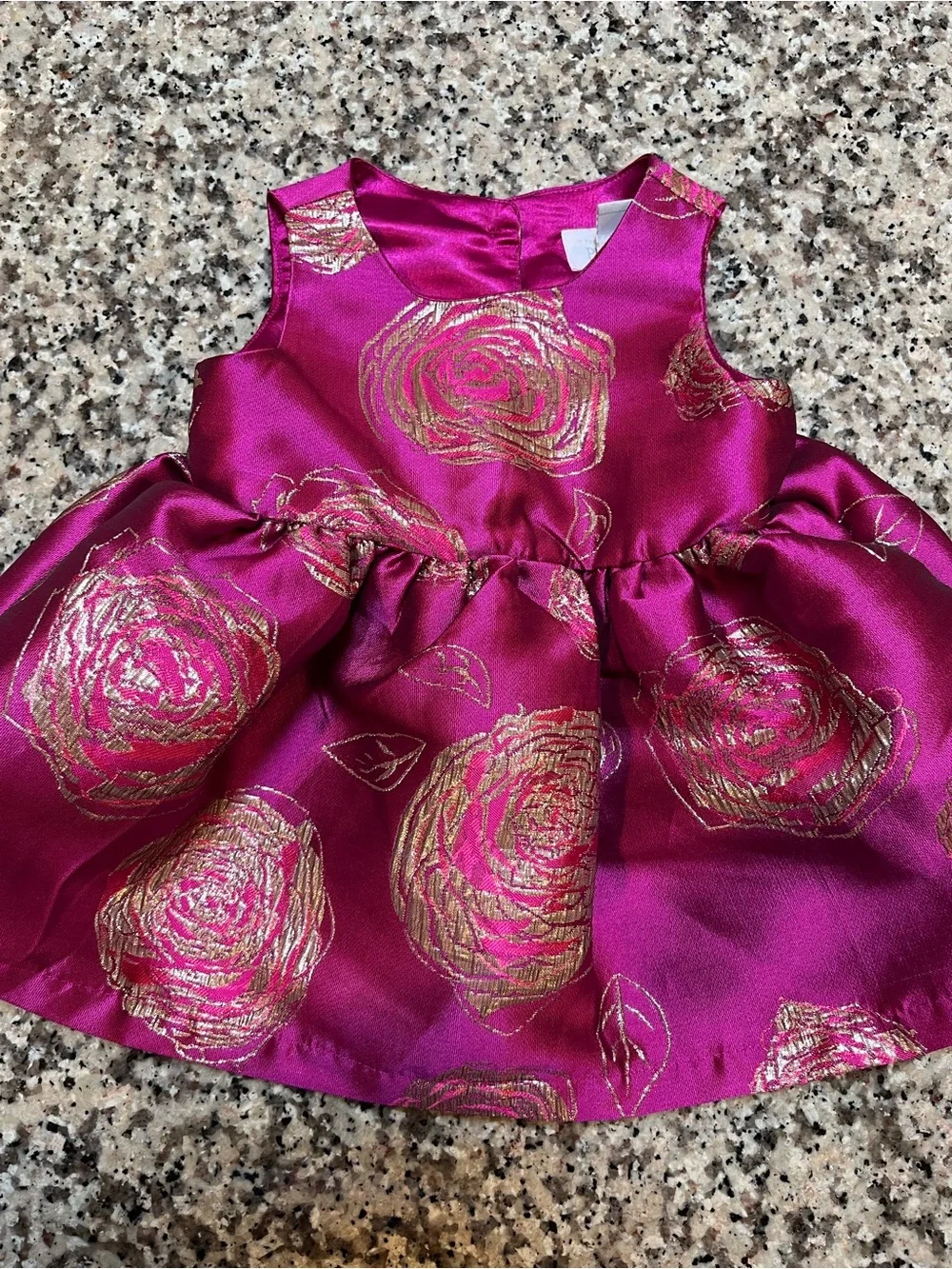 The Children's Place Girls 12-18M Purple/Gold Floral Sleeveless Lined Dress