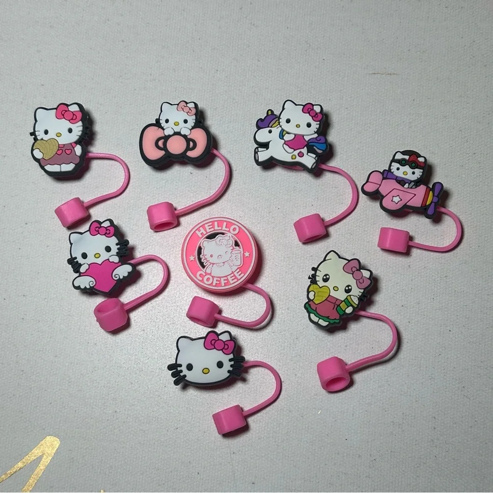 NEW BOUTIQUE SANRIO HELLO KITTY 8 Cute Design Straw Topper Stanley Tumblers