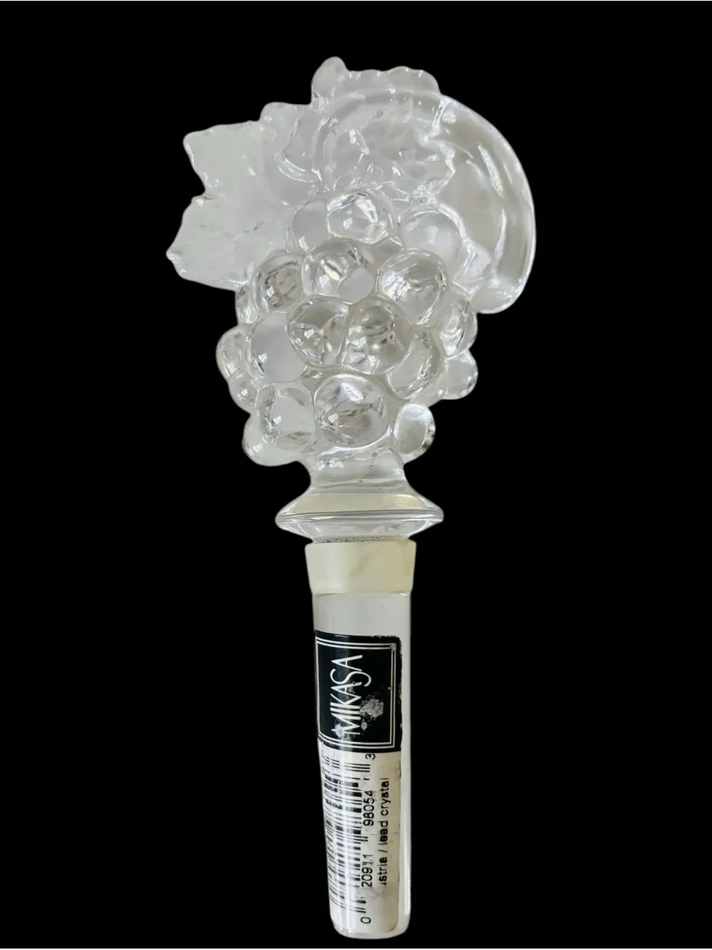 MIKASA Full Lead Crystal Glass Wine Bottle Stopper  Grapes Germany