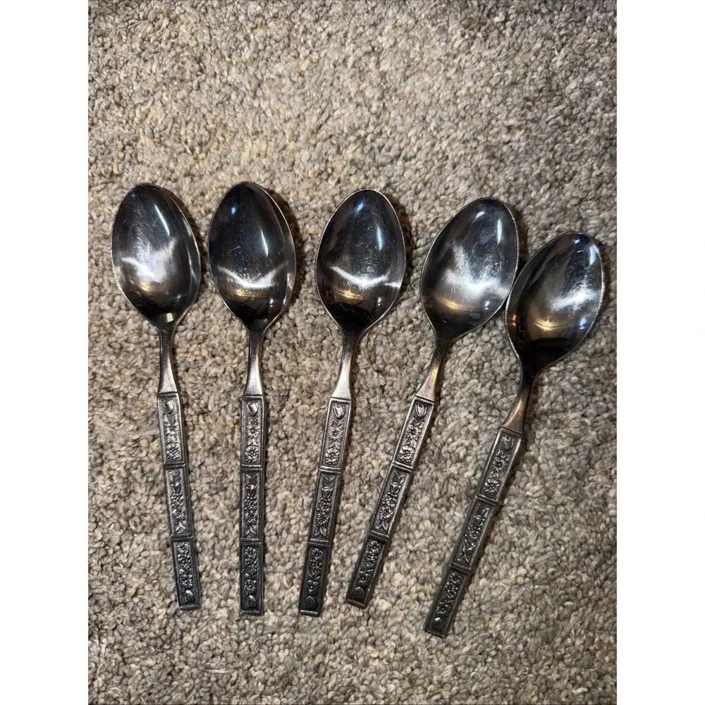 Oneida Northland SPRING FEVER Stainless Flatware Korea Lot of 5 Dinner Spoons