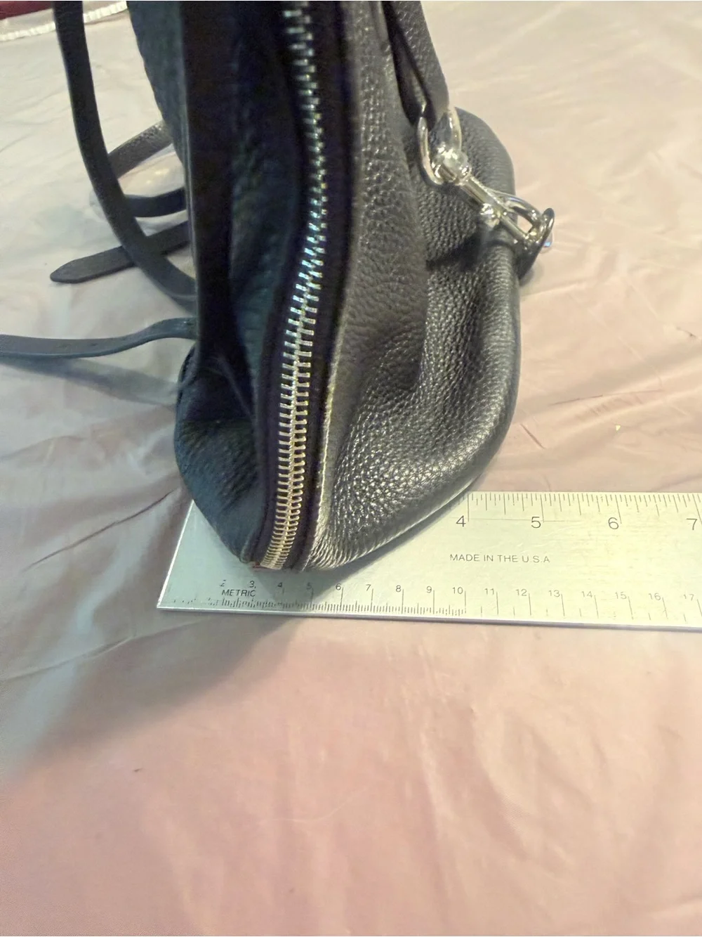 Rebecca Minkoff Blythe Black Leather Drawstring Backpack Silver Hardware $325