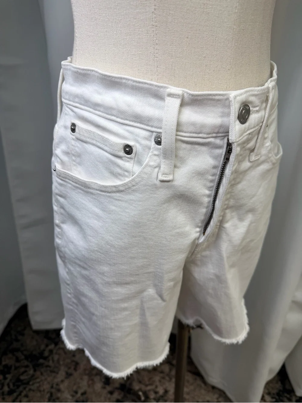 J. Crew ‘Long Denim High-Rise Short’ in White Size 27