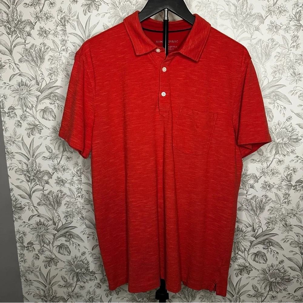 Banana Republic Organic Cotton Pique Polo Shirt Red Heather Short Sleeve Mens XL
