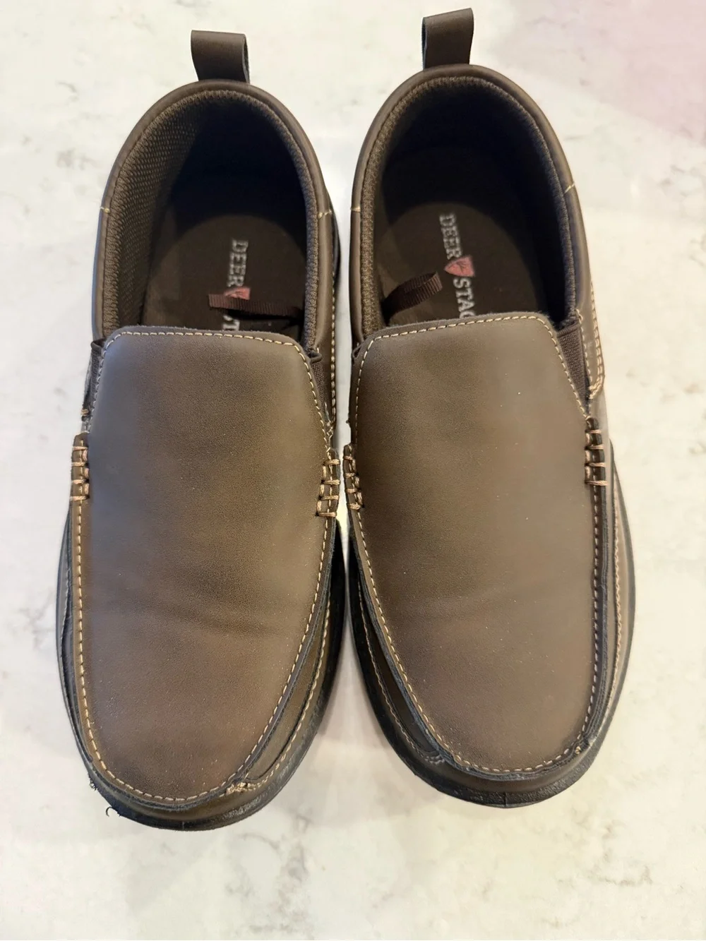 Boys Deer Stags Brown Slip-On Moc Toe Casual Loafers