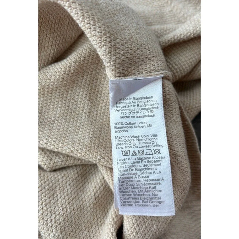 J Crew Mens Large Crewneck Sweater Beige Textured Knit Raglan Pullover Cotton L