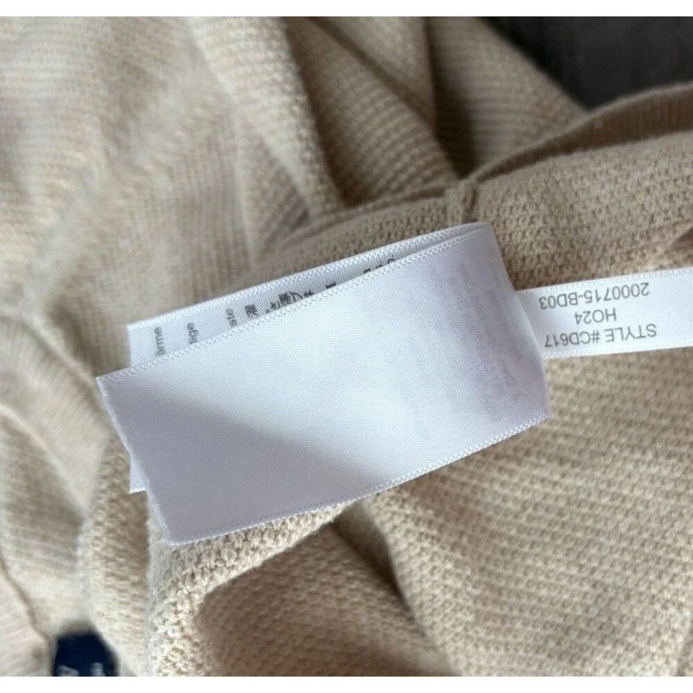 J Crew Mens Large Crewneck Sweater Beige Textured Knit Raglan Pullover Cotton L
