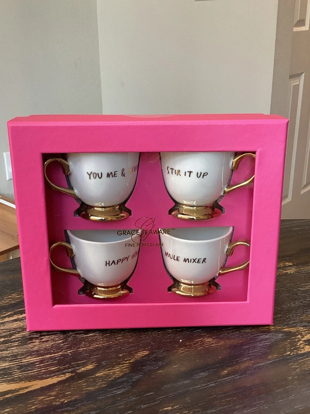 Grace Teaware White and Gold Porcelain set of 4 Cocktail Cups Set
