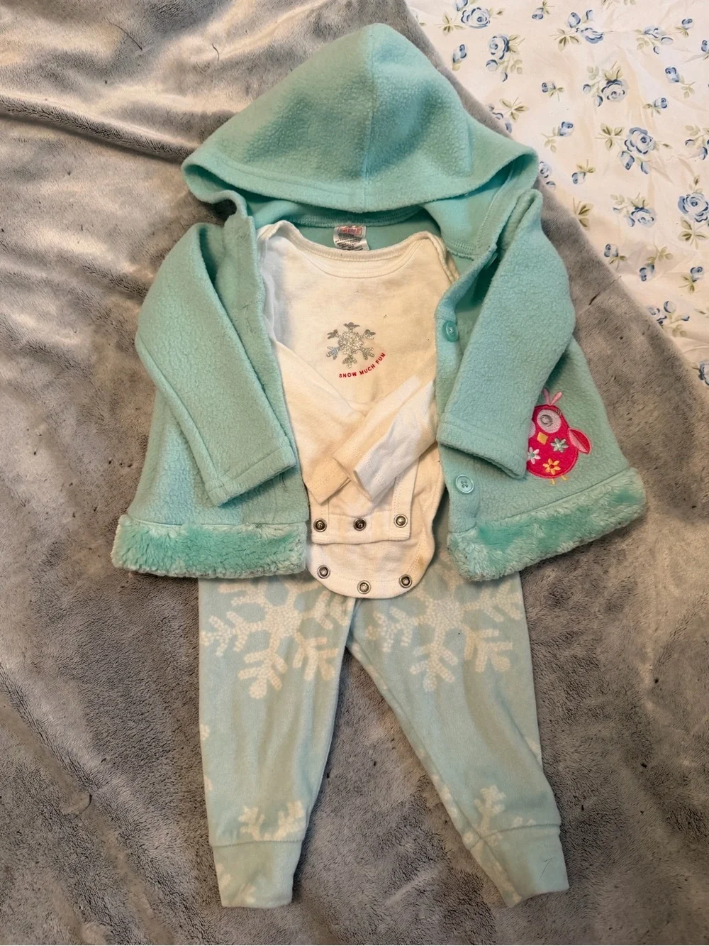 Carter's White Onesie with Mint Green Jacket