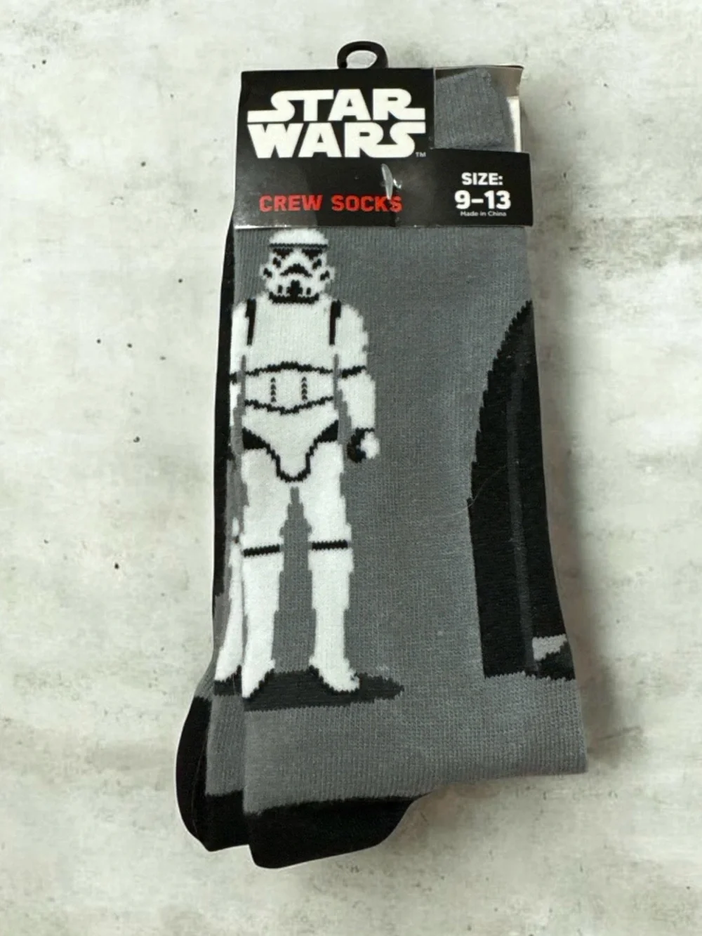 Star Wars Gray Stormtrooper Crew Socks with Black Accents