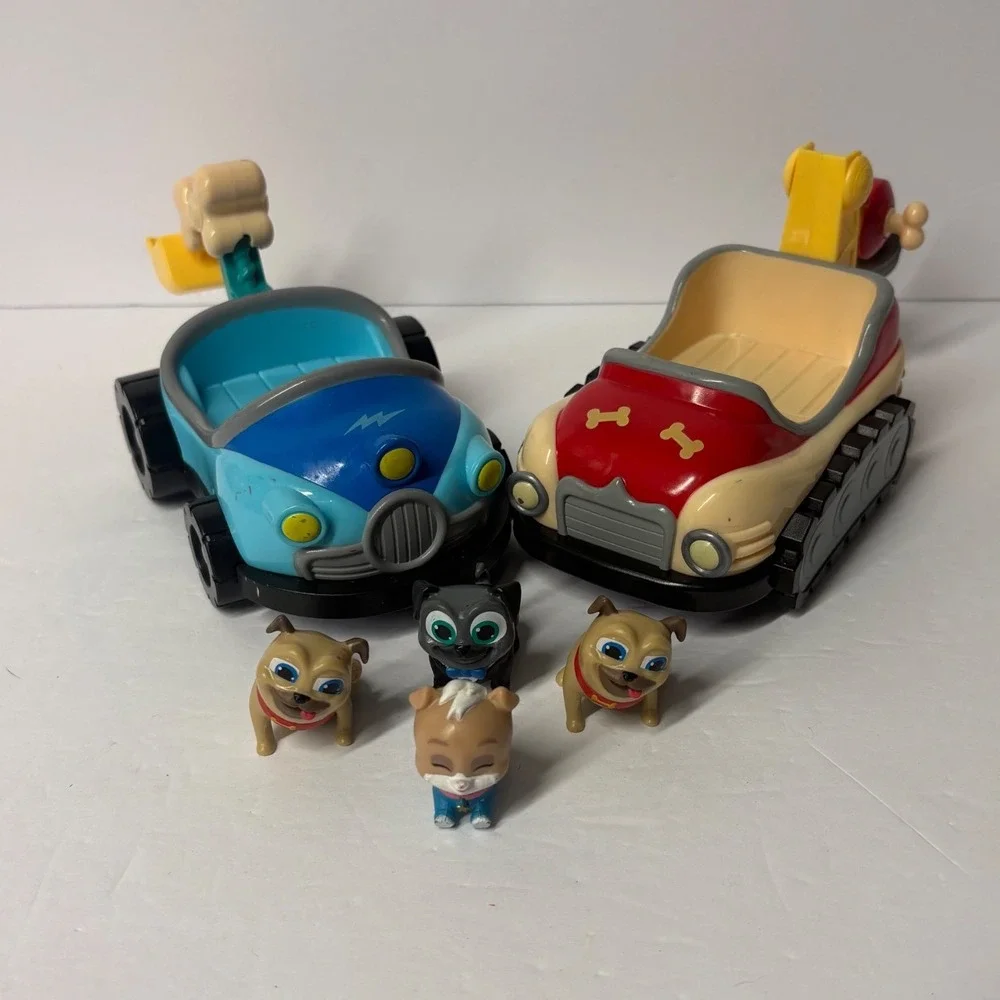 Disney Puppy Dog Pals Just Play Vehicle and Figure Lot Bingo Rolly Hissy Keia