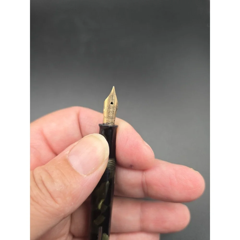 VTG 1930s Sheaffer Balance Fountain Pen Grey Pearl Black 3 Nib For Restoration