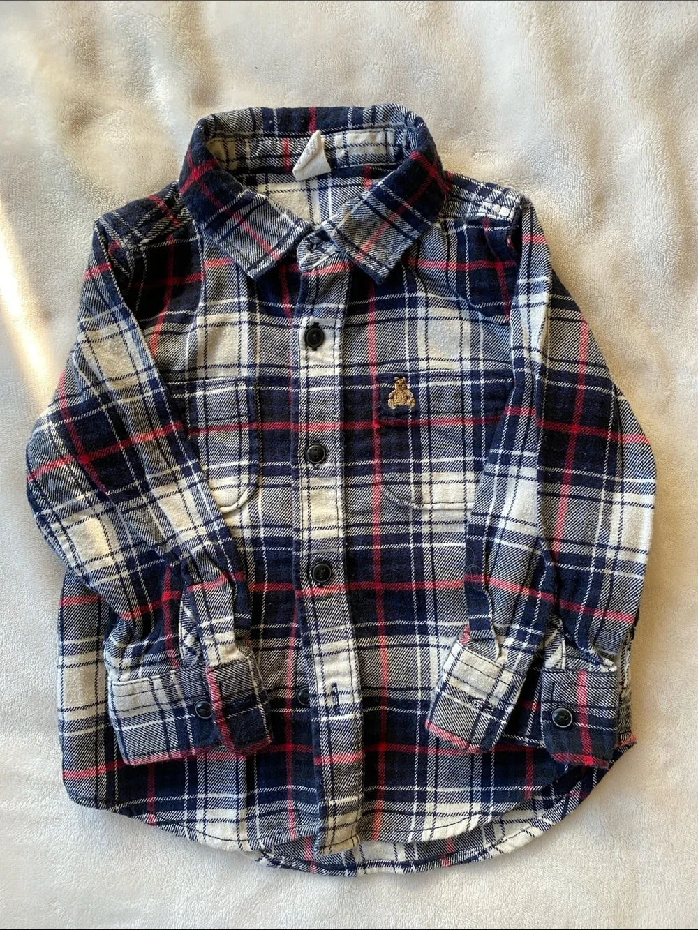 GAP Navy, White & Red Plaid Button-Down Shirt