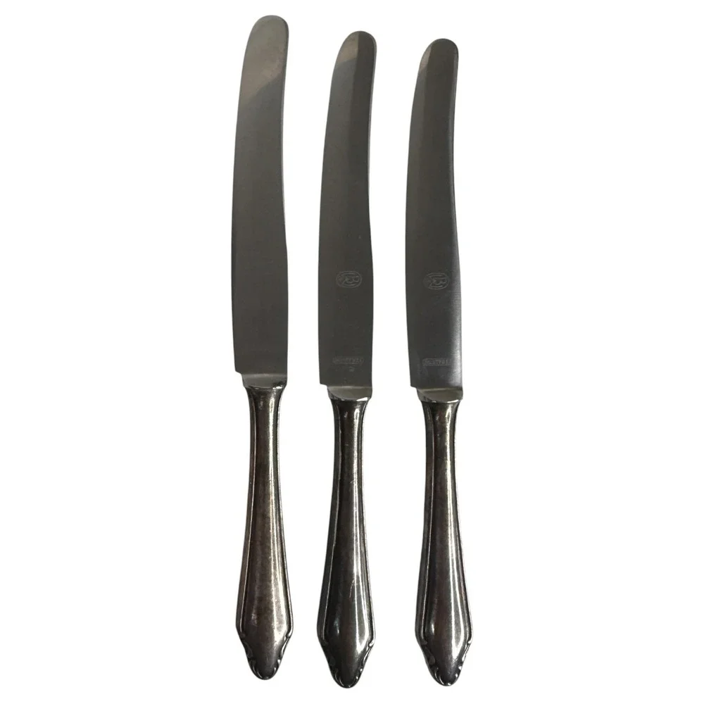 12 Walter Breuker W&B Rostfrei Dinner Knife Set Silverplate Vintage Germany