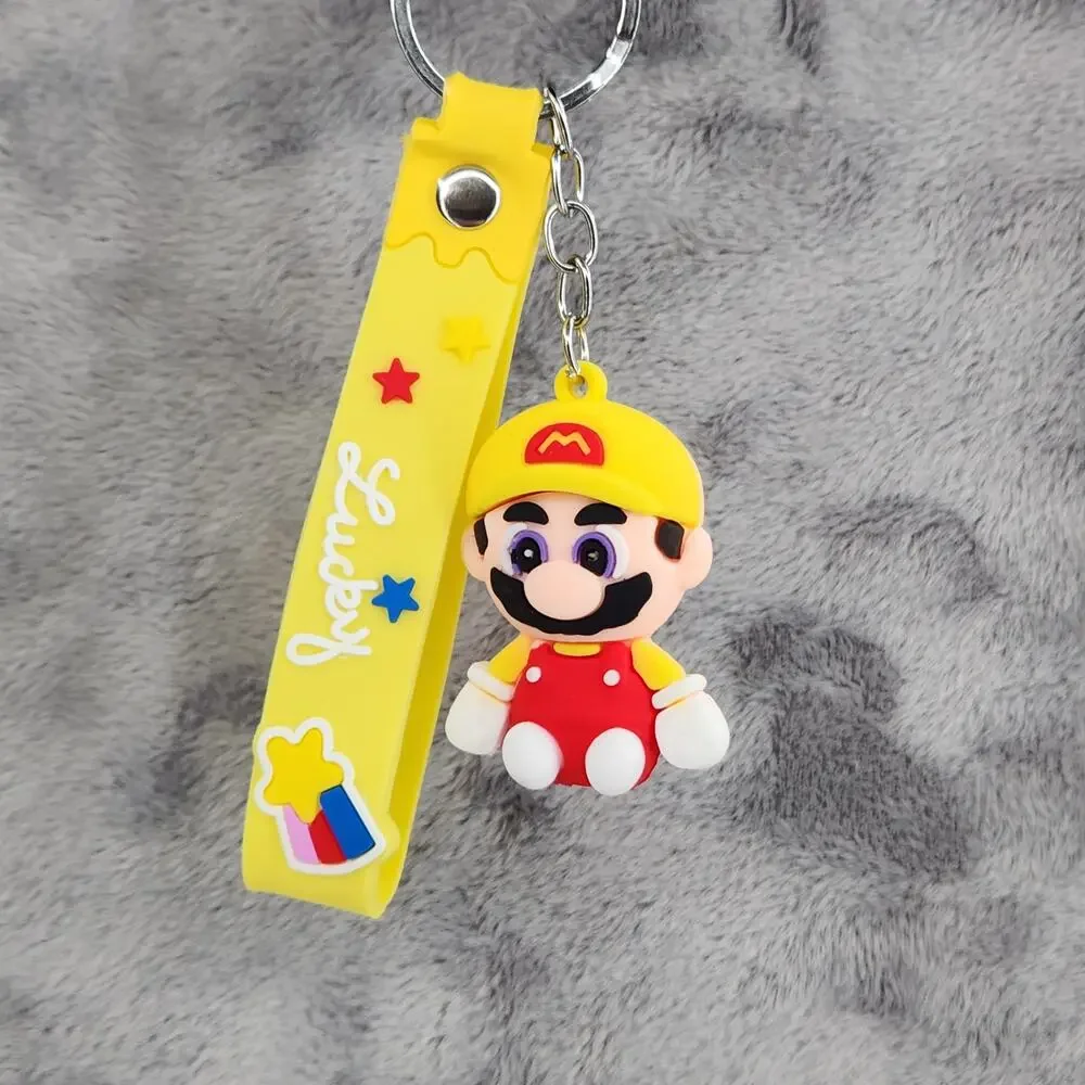 *NEW* Mario Super Mario 3D Figure Keychain & Strap Bag Charm PVC/Silicone Yellow