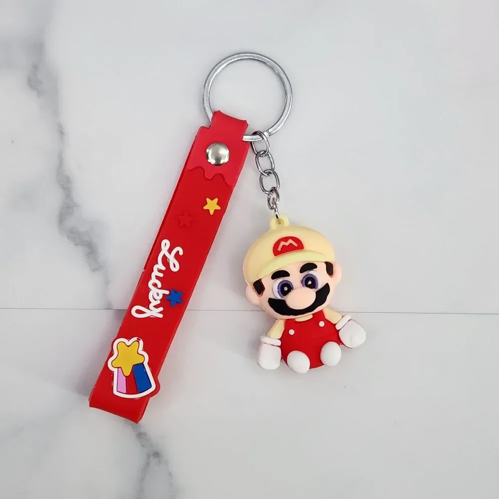 **NEW** Mario! Super Mario 3D Figure Keychain & Strap Bag Charm PVC/Silicone Red