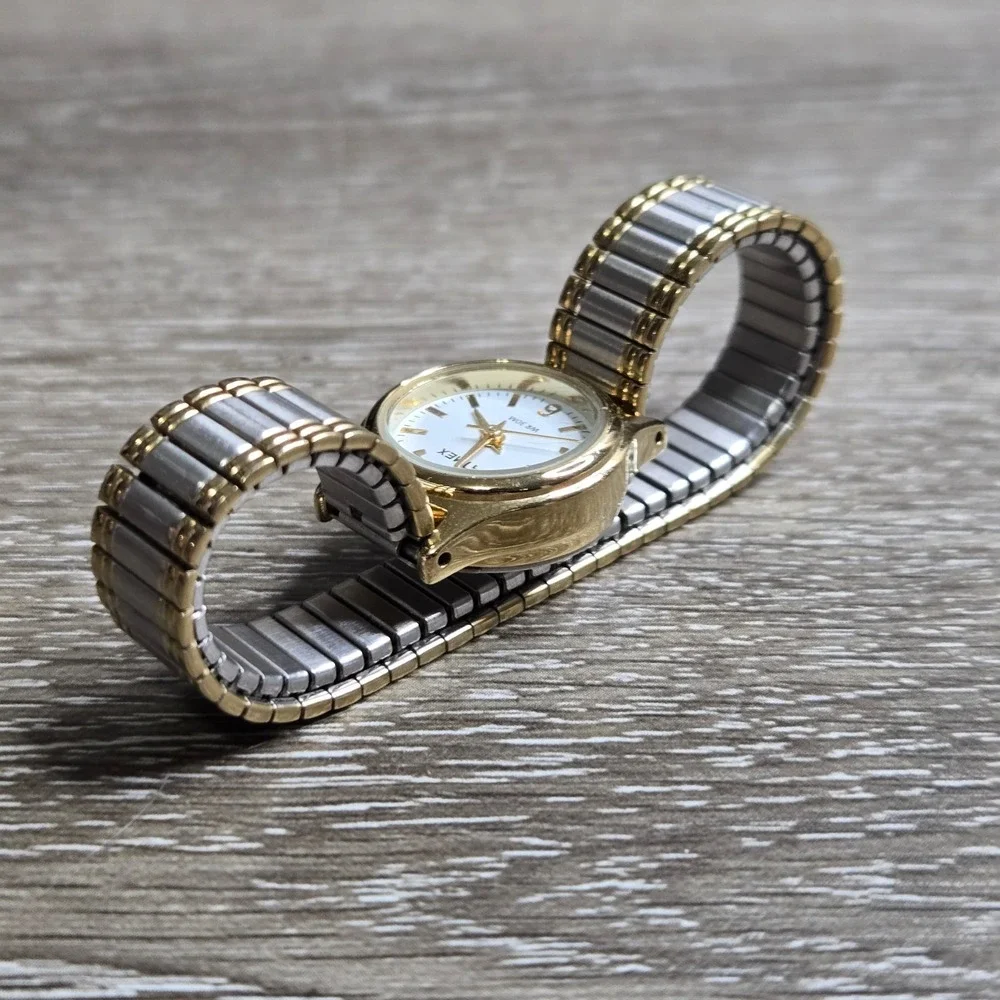 Timex Women's Two Tone Expansion Band Watch White Dial WR 30M Gold Silver Tone