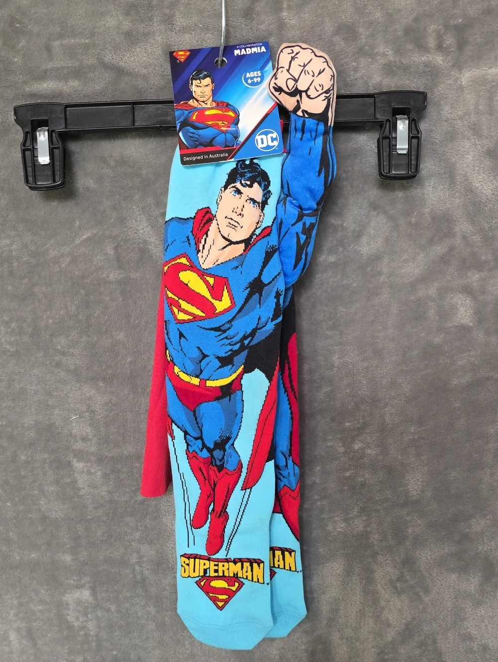 DC Superman Graphic Crew Socks - Blue, Red & Yellow-Unisex