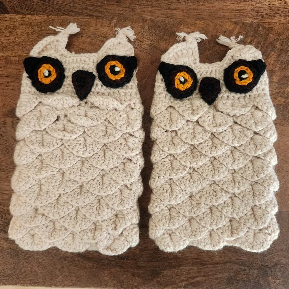 NEW Fingerless Owl Mittens Cute Crochet Knit Kawaii Bird Gloves