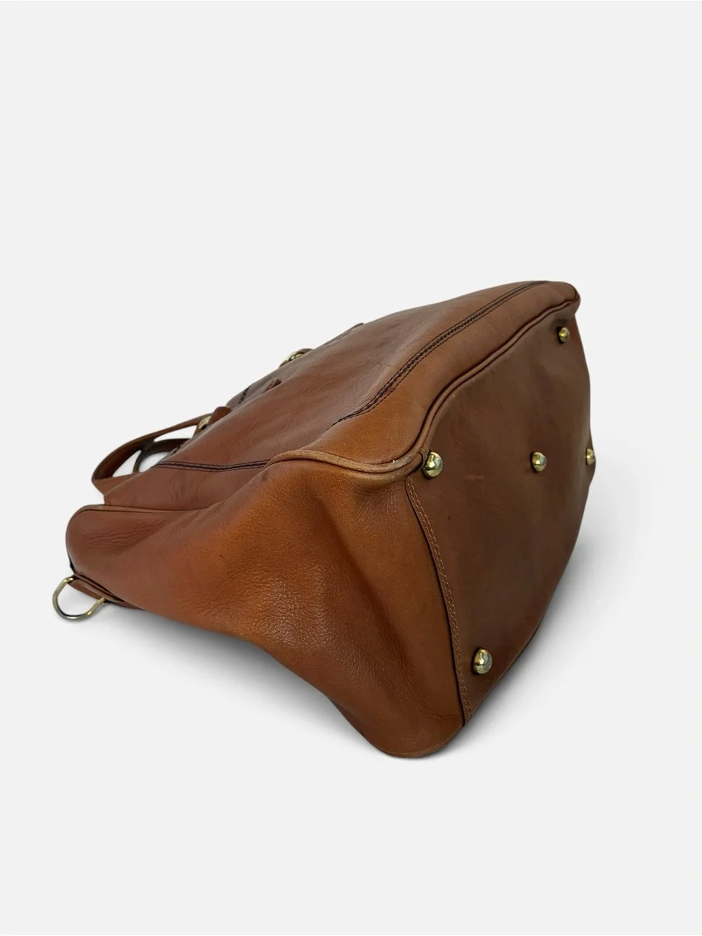 Tan Brown Leather Travel Tote