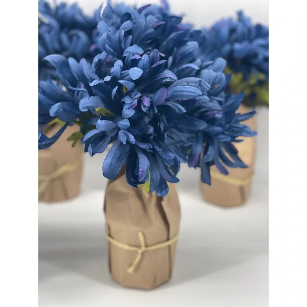 12 Ashland Artificial Chrysanthemum 12pc Blue Silk Flower Rustic Decor NEW