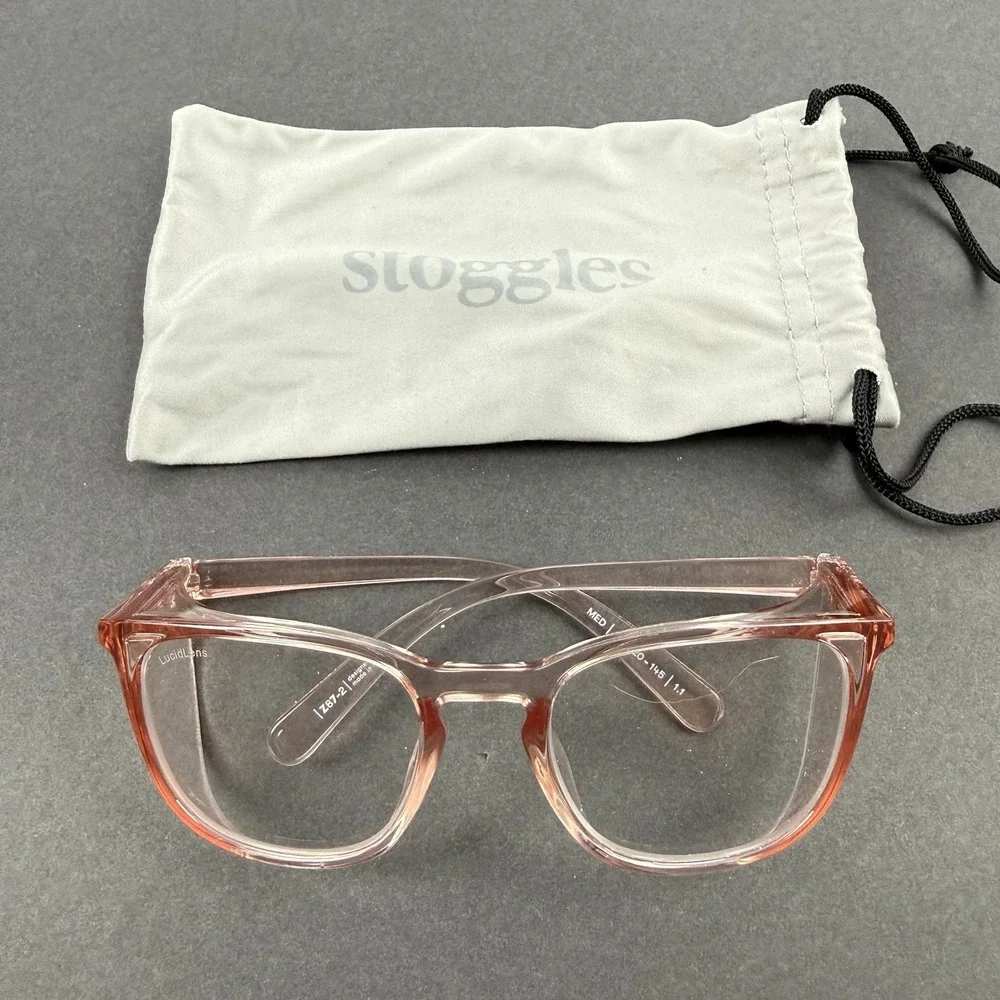 Stoggles Safety Glasses Blush Rose Pink Peach Goggles with Case Medical Safety