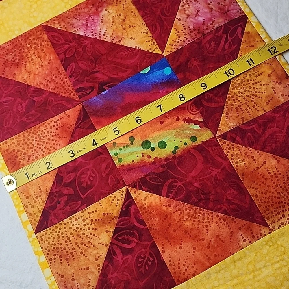 Red Yellow Orange Colorful Quilted Table Runner Handmade