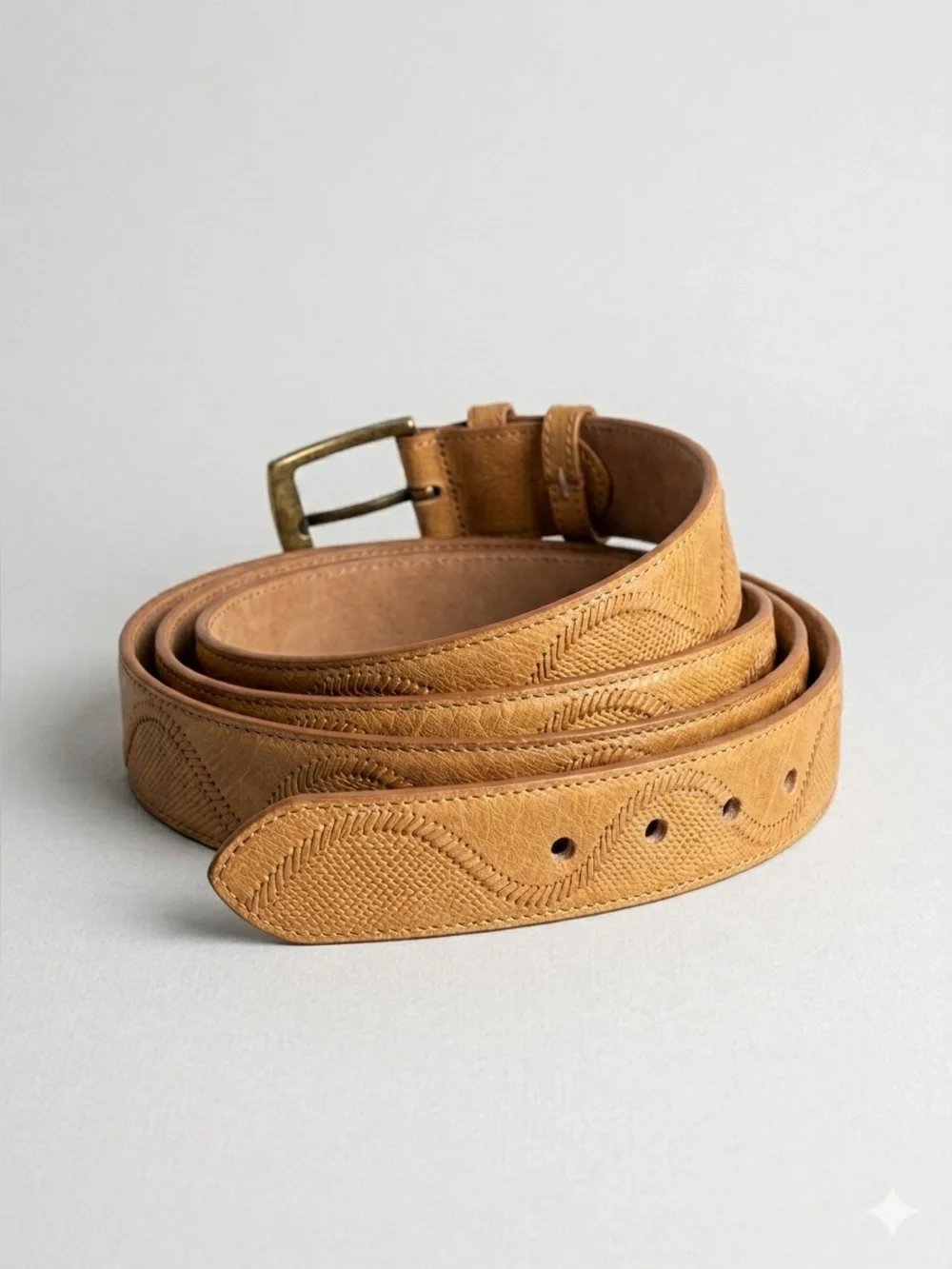 Los Altos Honey Genuine Teju Lizard Cowboy Belt Sz 34