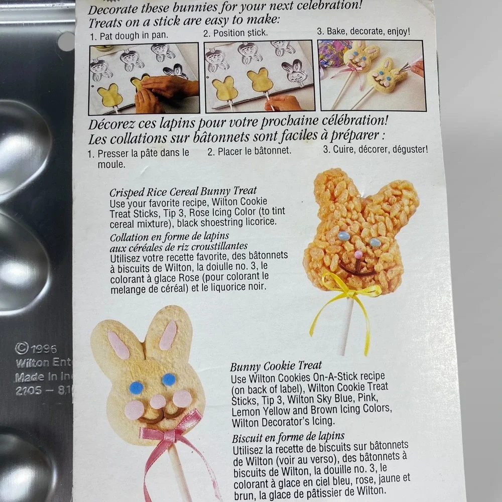 Wilton Bunny Cookie Pan Easter Treat Mold Aluminum 1996 Vintage New Old Stock‎