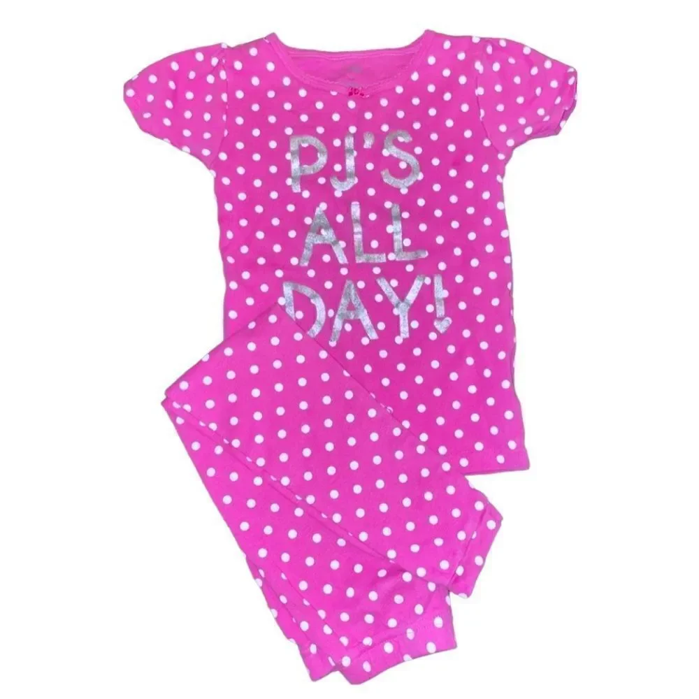 Simple Joys l Girls PJ Set l PJ’s All Day l Pink & White Polka Dotted l 5T l EUC