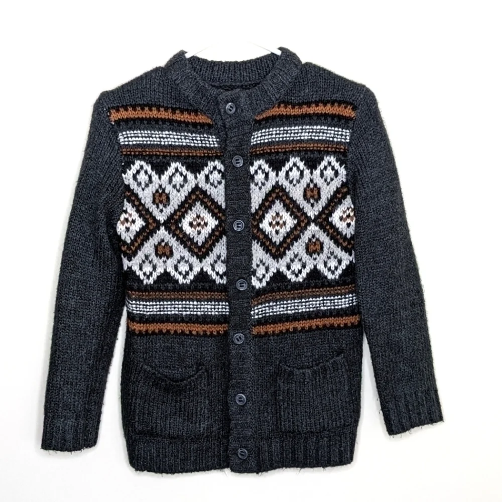 Gymboree Knit Sweater Fair Isle Grandpa Comfy L 10/12
