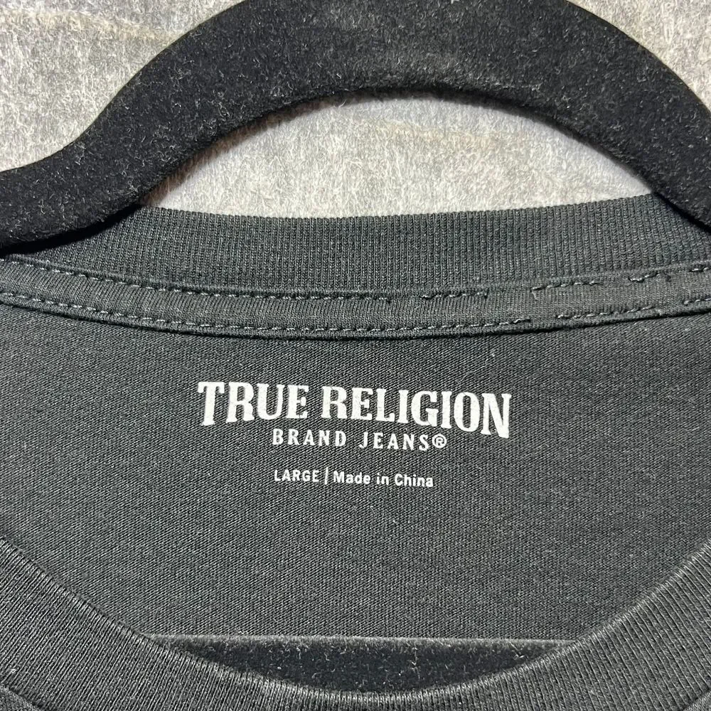 True Religion T Shirt Black Large Cotton Basic Logo Graphic‎ Casual Streetwear