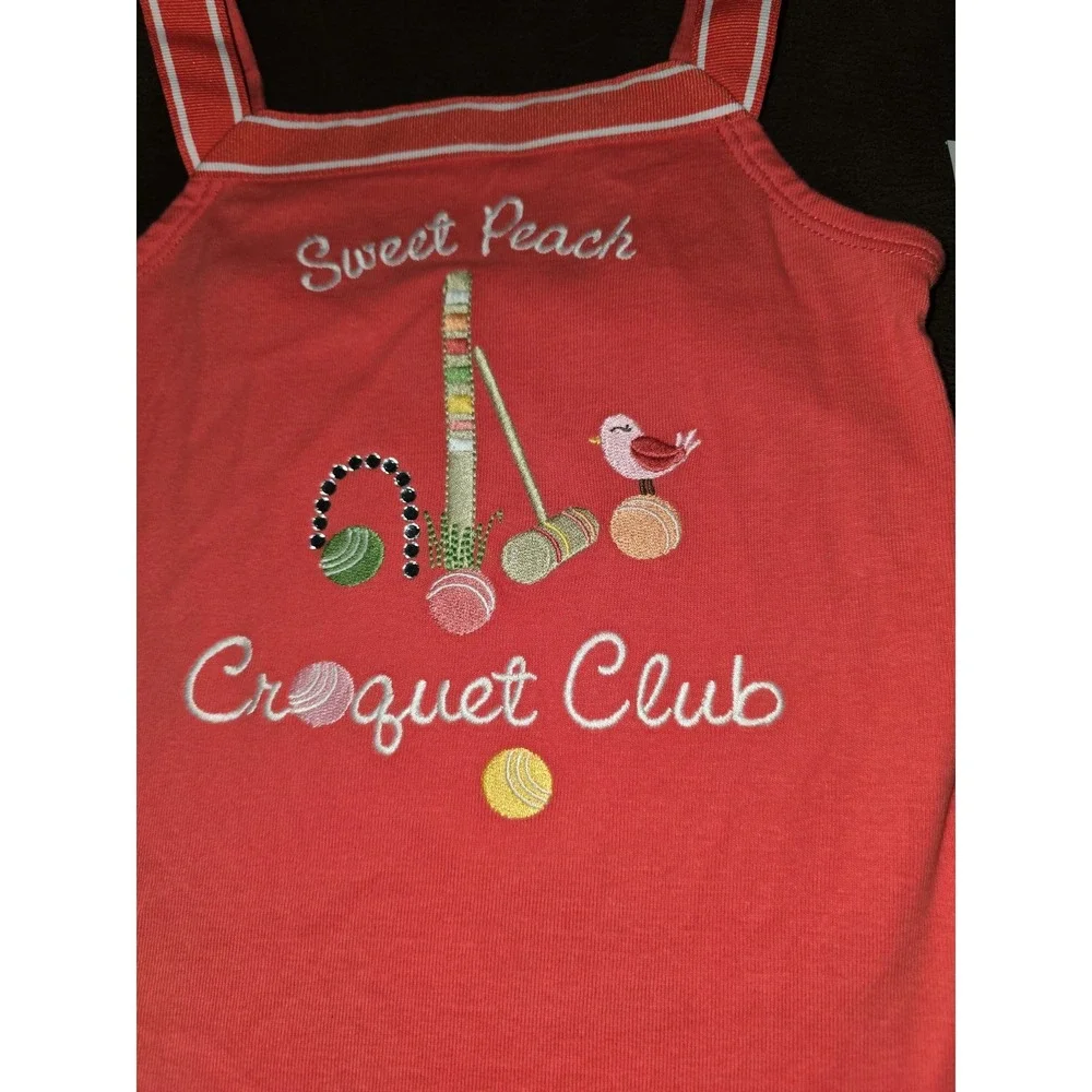 Gymboree‎ preppy peach sweet peach croquet club top and shorts size 5 nwt