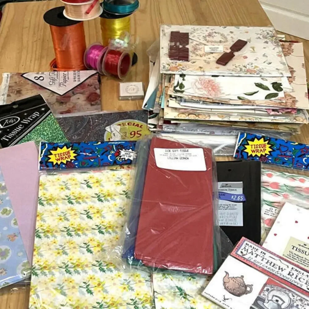 8 POUNDS Vintage Gift Wrap Wrapping Paper Curling Ribbon All‎ Occasions Huge Lot