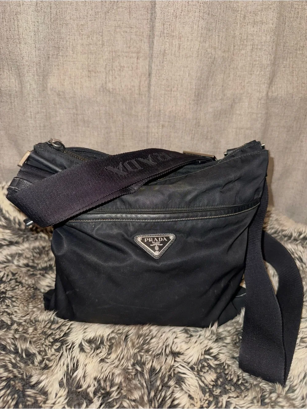 Prada Black Nylon Messenger Crossbody Bag