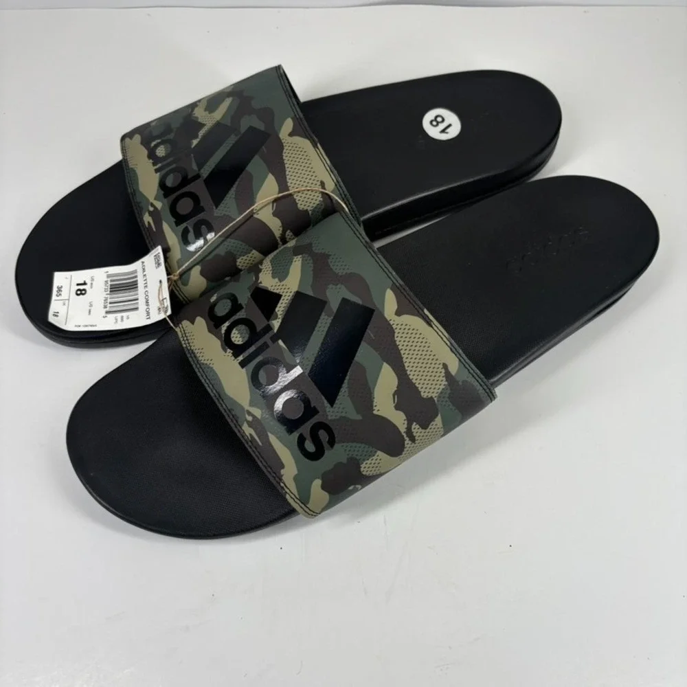 Adidas‎ Adilette Men's US 18 Camouflage Cloudfoam Slip-On Comfort Slide Sandals