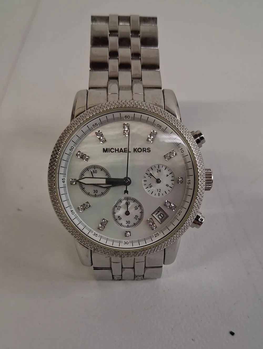 Michael Kors Ritz White Dial Silver Stainless Steel Strap Watch for Women