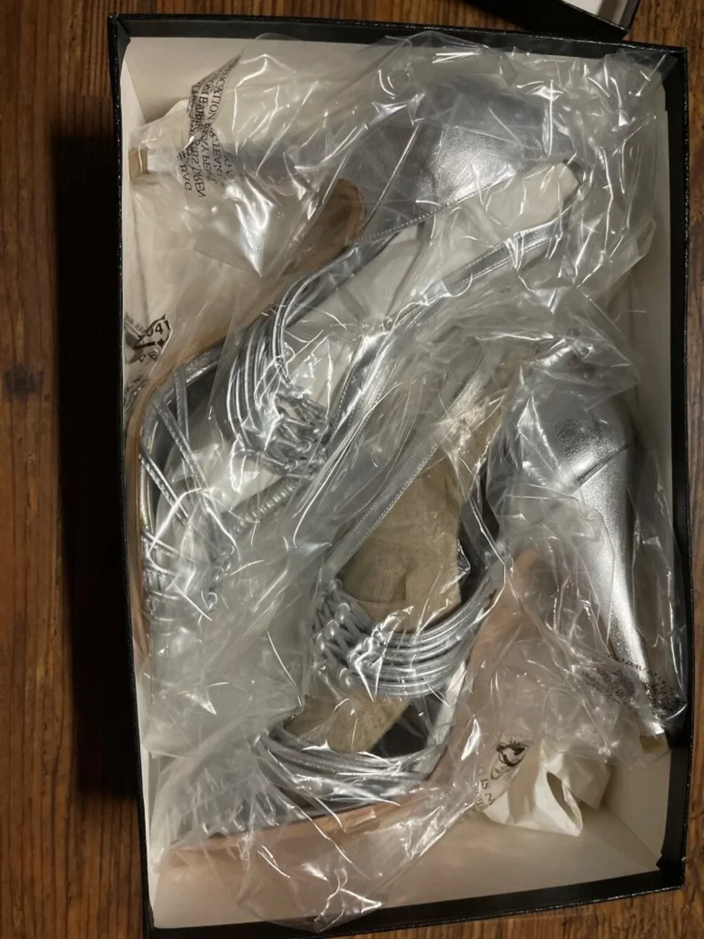 Chanel Silver Knotted Leather CC Ankle Strap Sandals Size 39 - New In Box