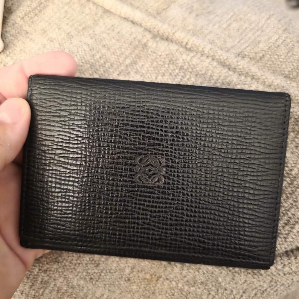 Loewe Black Grained Leather Trifold Wallet EUC