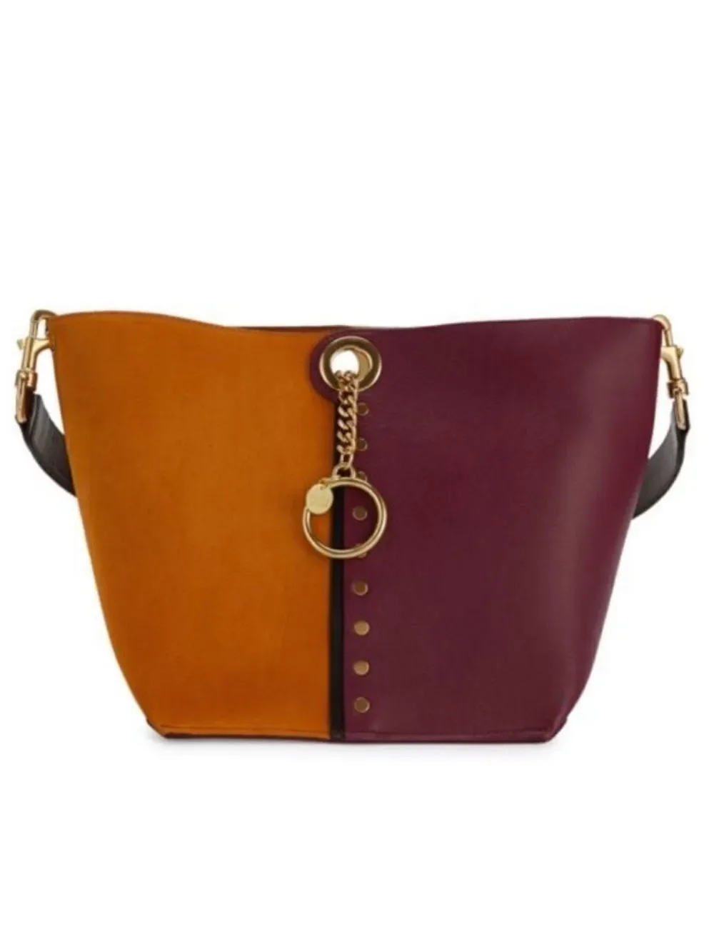See by Chloe Gaia Colorblocked Suede Leather Oversized Hobo Bag in Sienna