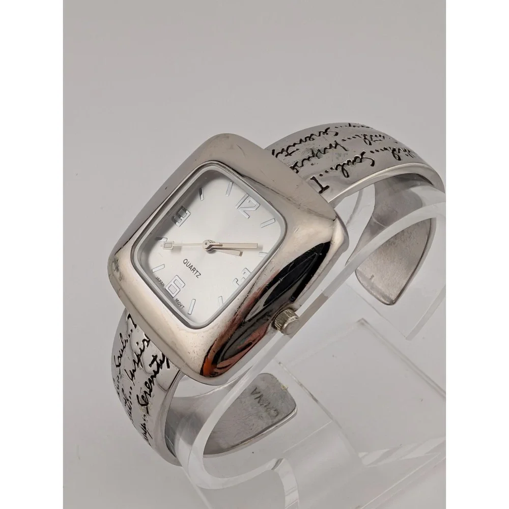 Love Hope Wish Faith Accutime Watch Women 36mm‎ Silver Bangle Band- New Battery