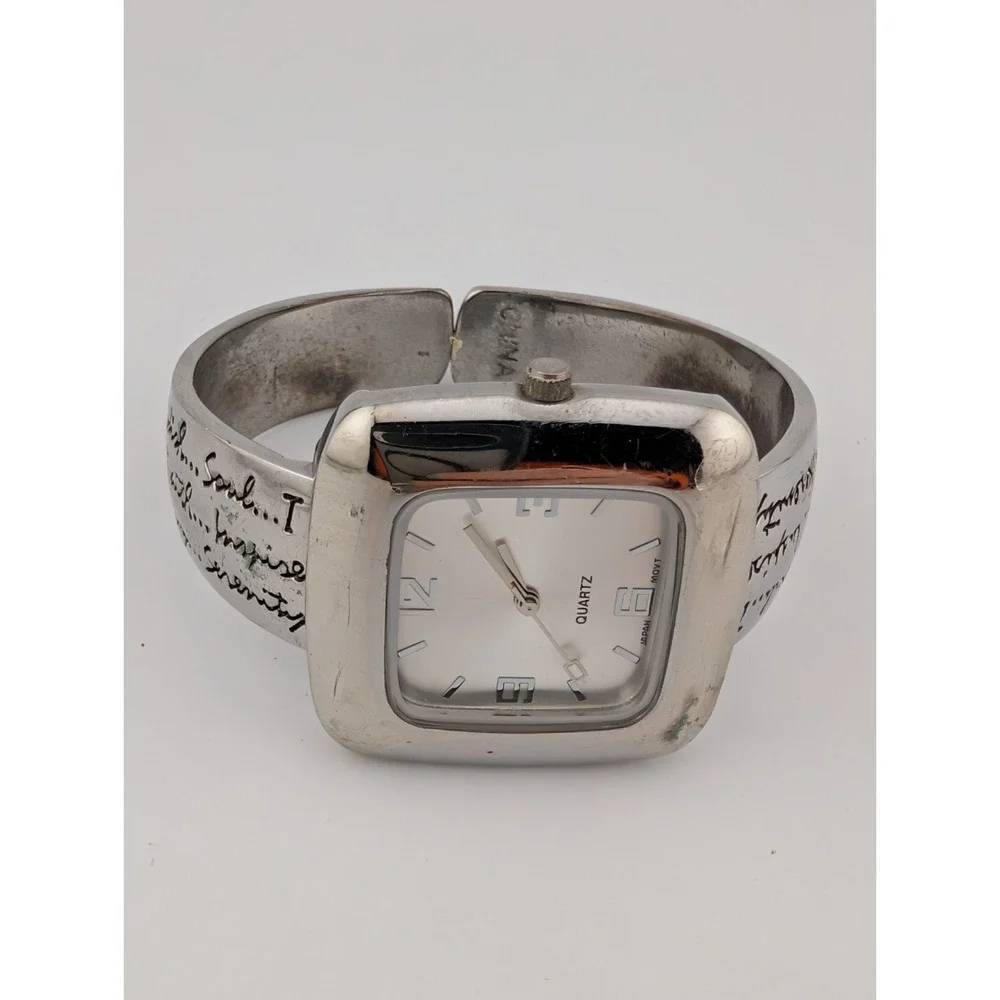 Love Hope Wish Faith Accutime Watch Women 36mm‎ Silver Bangle Band- New Battery