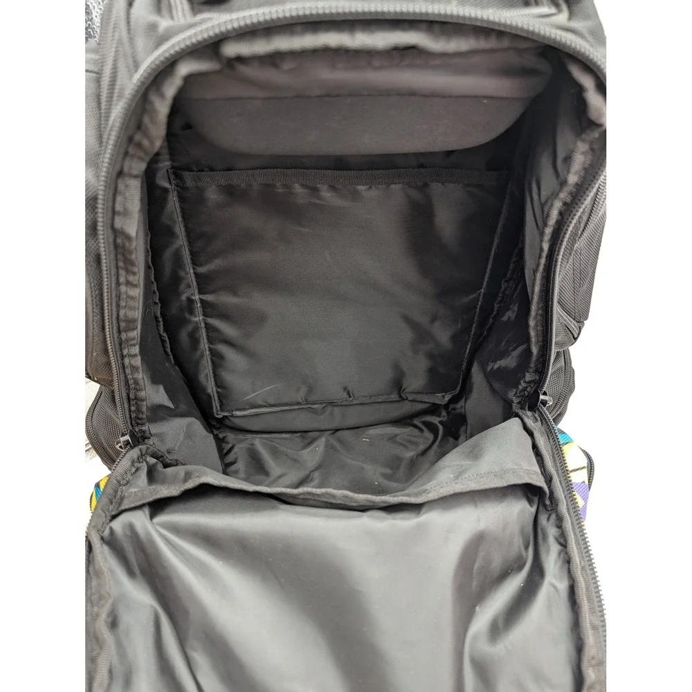 Reign Total Body Fuel Backpack Black Multicolored Graffiti Print Gym Travel Bag
