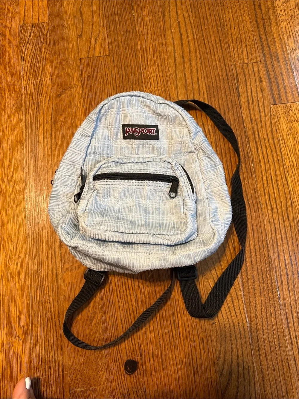 Vintage 90s JanSport Corduroy Light Blue Mini Backpack One Of A Kind