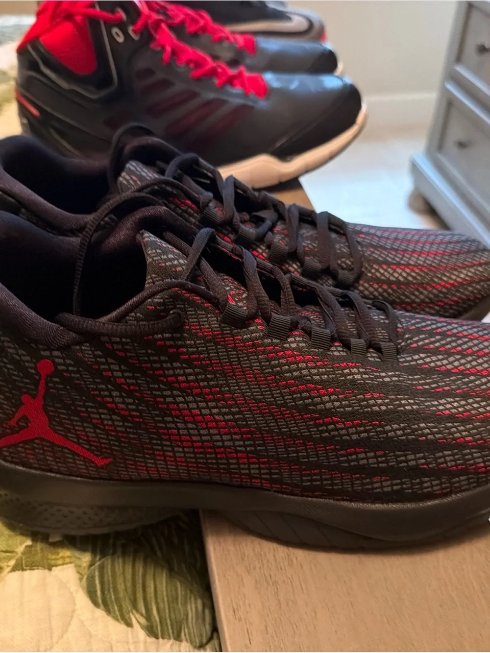 Jordan Men’s Black and Red Athletic Sneakers